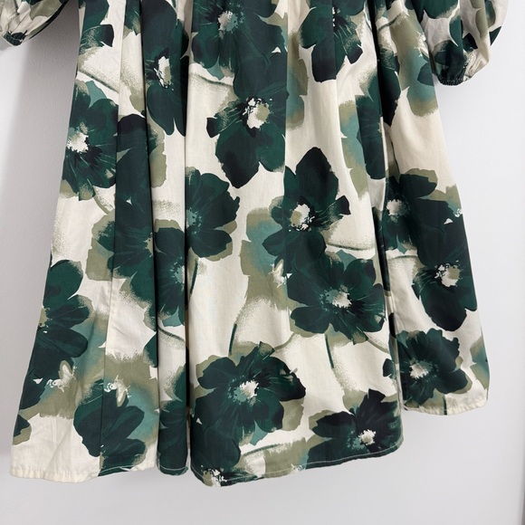 Abercrombie & Fitch Emerson Poplin Puff Sleeve Mini Dress Green Floral Sz M Tall - Picture 5 of 15